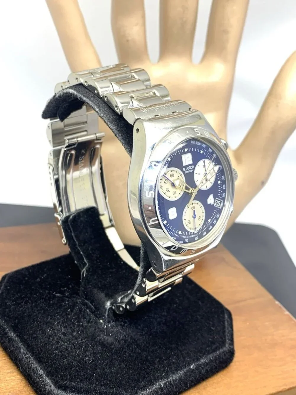 Swatch Men's Watch YCS412G Swiss Quartz Chronograph Vintage 1999 Blue Dial 40mm